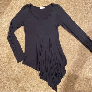 Black Asymmetrical Hem Long Sleeve